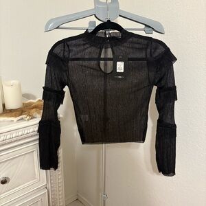Fashion Nova Black Sheer Blouse